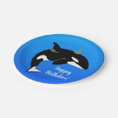 カスタマイズ可能なオルカキラークジラ誕生日 ペーパープレート (アングル)