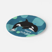 カスタマイズ可能なオルカキラークジラ誕生日 ペーパープレート (アングル)