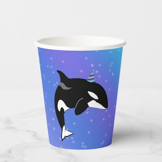 カスタマイズ可能なオルカキラークジラ誕生日 紙コップ (正面)