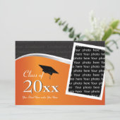 カスタマイズ可能なオレンジと黒の卒業招待状 招待状 (スタンド正面)