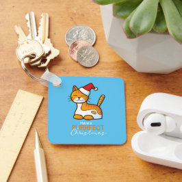 カスタマイズ可能なオレンジキャットパーフェクトクリスマス キーホルダー