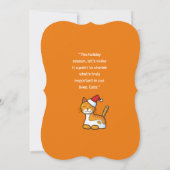 カスタマイズ可能なオレンジキャットパーフェクトクリスマス 招待状 (裏面)