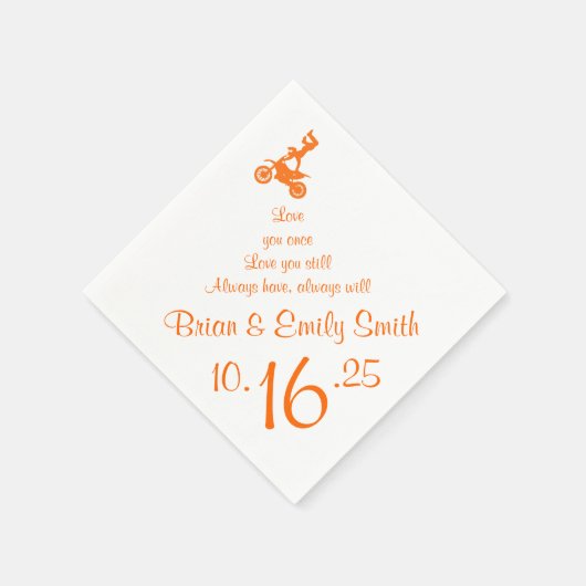 カスタマイズ可能なオレンジモトクロスバイクもしくは自転車に乗る人紙ナプキン スタンダードカクテルナプキン (角)