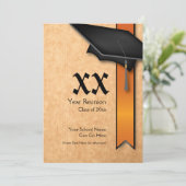 カスタマイズ可能なオレンジ色のクラス会の招待状 招待状 (スタンド正面)