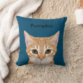 カスタマイズ可能なオレンジ色のタビー猫かわいい猫枕 クッション (ブランケット)