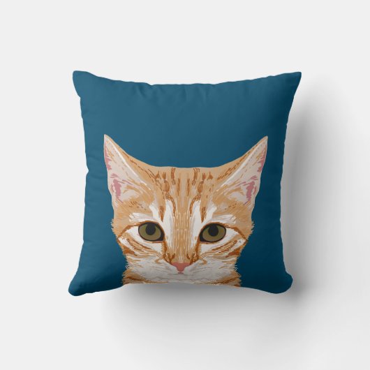 カスタマイズ可能なオレンジ色のタビー猫かわいい猫枕 クッション (裏面)