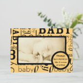 カスタマイズ可能なオレンジ色のベビー写真の告知 案内状 (スタンド正面)