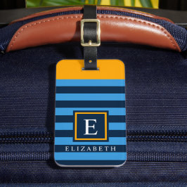 カスタマイズ可能なオレンジ色のライトダークブルーカラーブロック ラゲッジタグ