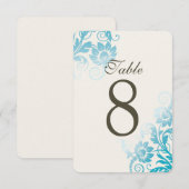 カスタマイズ可能なオンブルターコイズテーブルナンバーカード 招待状 (正面/裏面)
