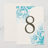 カスタマイズ可能なオンブルターコイズテーブルナンバーカード 招待状 (正面/裏面)