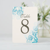 カスタマイズ可能なオンブル ティール テーブル ナンバー カード (スタンド正面)