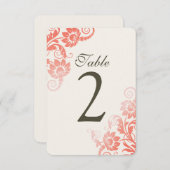 カスタマイズ可能なオンブレ コーラル テーブル ナンバー カード (正面/裏面)