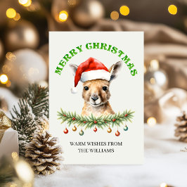 カスタマイズ可能なオーストラリアの野生動物 Roo ファミリー クリスマスカード