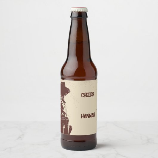 カスタマイズ可能なカウガール ウェスタン パーティー  ビールラベル (正面)