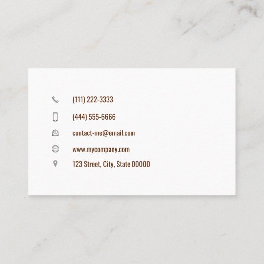 カスタマイズ可能なカウンセラーセラピストセピア 名刺 (裏面)