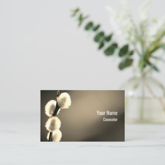 カスタマイズ可能なカウンセラーセラピストセピア 名刺 (スタンド正面)