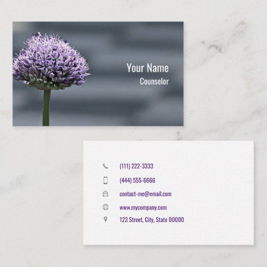 カスタマイズ可能なカウンセラーセラピスト紫 名刺 (正面/裏面)