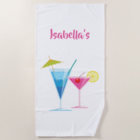 カスタマイズ可能なカクテルのビーチタオル ビーチタオル (正面)