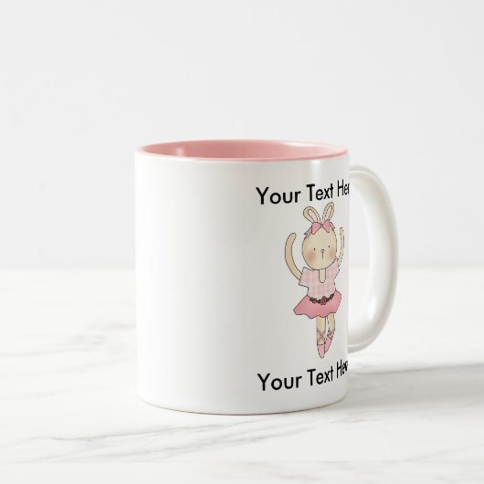 カスタマイズ可能なカスタムなバレリーナのバニーのマグ- ツートーンマグカップ (正面右)