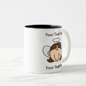 カスタマイズ可能なカスタムな女の子のブラウンの天使のマグ- ツートーンマグカップ (正面右)