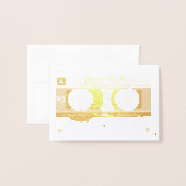 カスタマイズ可能なカセットテープカード、金箔プリント 箔カード (封筒付き正面)