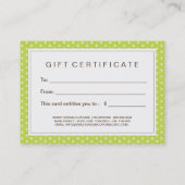 カスタマイズ可能なカップケーキのギフト券 割引カード (裏面)