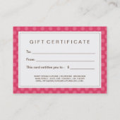 カスタマイズ可能なカップケーキのギフト券 割引カード (裏面)