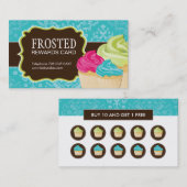 カスタマイズ可能なカップケーキはカードに報酬を与えます ロイヤリティカード (正面/裏面)