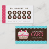 カスタマイズ可能なカップケーキはカードに報酬を与えます ロイヤリティカード (正面/裏面)