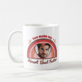 カスタマイズ可能なカップルのマグカスタム、虹のハートビート コーヒーマグカップ (左)