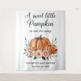 カスタマイズ可能なカボチャ赤ちゃんシャワー背景 タペストリー