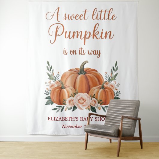 カスタマイズ可能なカボチャ赤ちゃんシャワー背景 タペストリー (インサイチュ)
