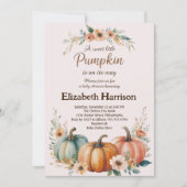 カスタマイズ可能なカボチャ赤ちゃんシャワー 招待状 (正面)