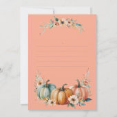 カスタマイズ可能なカボチャ赤ちゃんシャワー 招待状 (裏面)