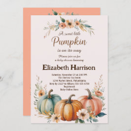 カスタマイズ可能なカボチャ赤ちゃんシャワー 招待状