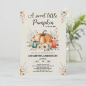 カスタマイズ可能なカボチャ赤ちゃんシャワー 招待状 (スタンド正面)