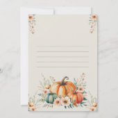 カスタマイズ可能なカボチャ赤ちゃんシャワー 招待状 (裏面)