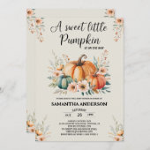 カスタマイズ可能なカボチャ赤ちゃんシャワー 招待状 (正面/裏面)