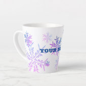 カスタマイズ可能なカラフルスノーフレーク カフェラテマグ (左アングル)