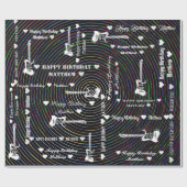 カスタマイズ可能なカラフルハッピーバースデーVibesギター ラッピングペーパー (フラット)