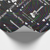 カスタマイズ可能なカラフルハッピーバースデーVibesギター ラッピングペーパー (角)