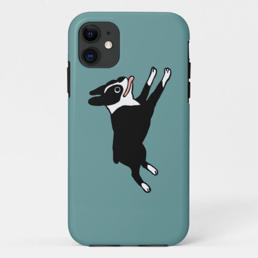 カスタマイズ可能なカラーの走るボストンテリア Case-Mate iPhoneケース (裏面)
