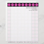 カスタマイズ可能なカラー水玉模様パターン（黒） レターヘッド (正面/裏面)