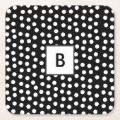 カスタマイズ可能なカラー水玉模様モノグラム スクエアペーパーコースター (正面)