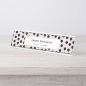 カスタマイズ可能なカラー水玉模様 デスクネームプレート (正面)