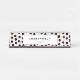 カスタマイズ可能なカラー水玉模様 デスクネームプレート