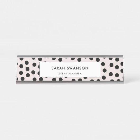 カスタマイズ可能なカラー水玉模様 デスクネームプレート (正面)