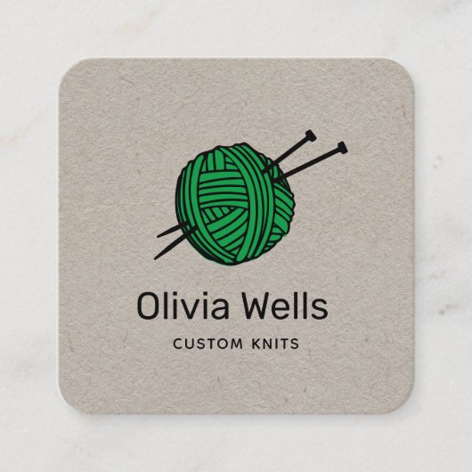 カスタマイズ可能なカラー編み機編み物の編み玉 スクエア名刺 (正面)