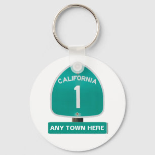 カスタマイズ可能なカリフォルニアのハイウェー1"ここの町" Keychain キーホルダー
