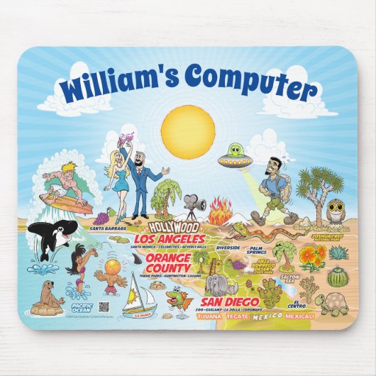 カスタマイズ可能なカリフォルニアカートゥーンマウスパッド マウスパッド (正面)